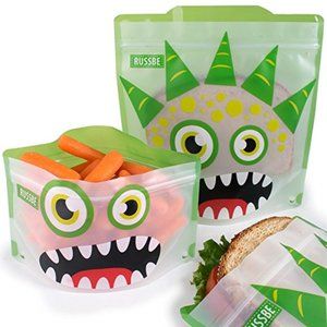 Russbe reusable snack and sandwich bags, green monster